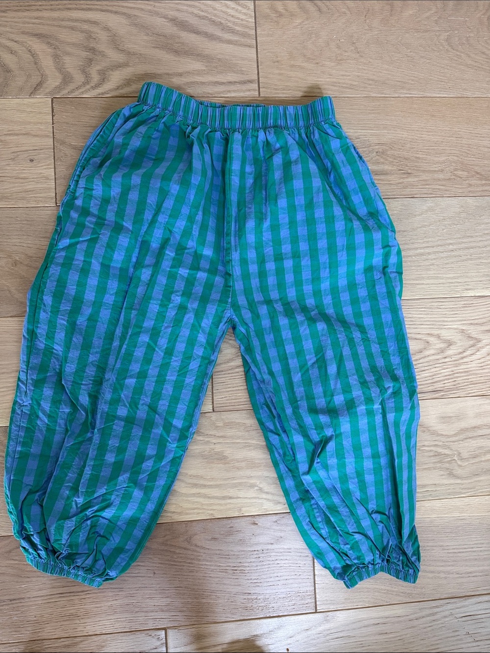 Hanna Andersson Green and Blue Stripe Elastic Waist Kids Pants